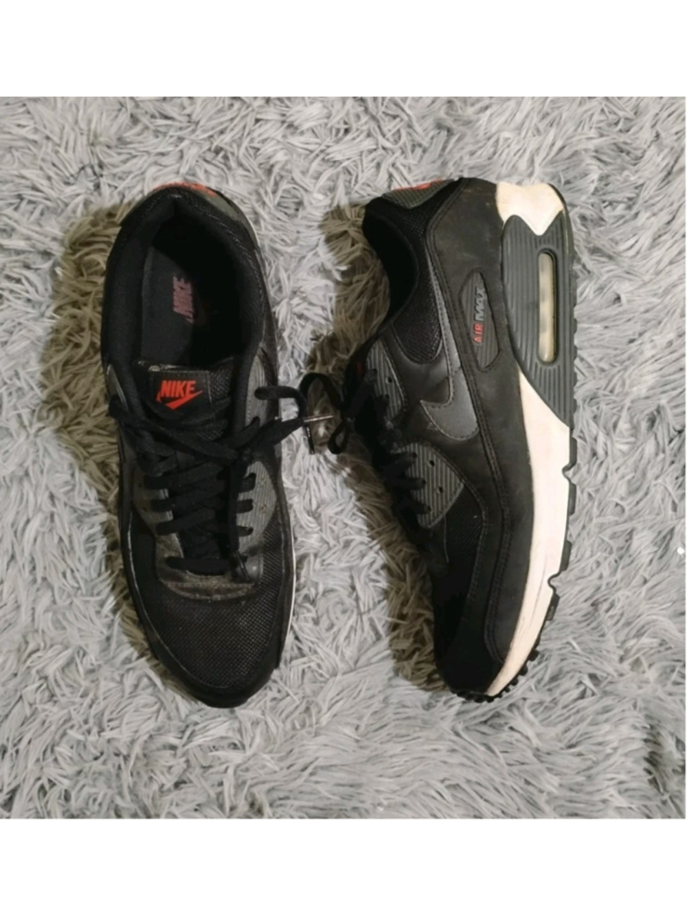 Nike Air Max 90 "Bred" Men Size 8.5 Black Red Dark Smoke Grey Shoes FH4095-001